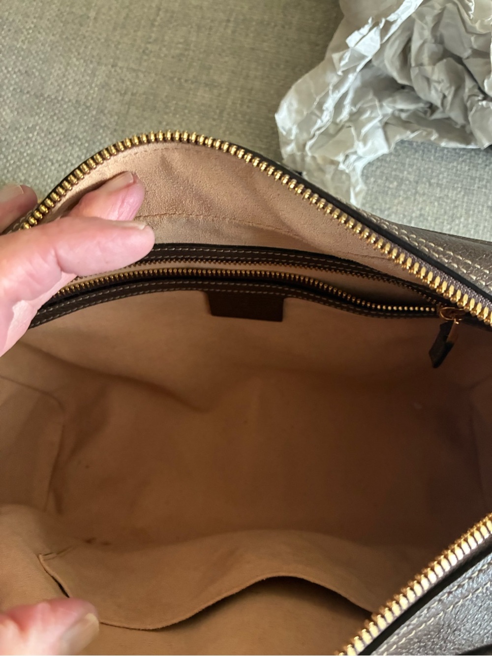 Gucci Brown GG Supreme Canvas Crossbody with Green-Red Web Stripe - Picture 11 of 16